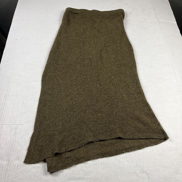 ZARA Womens Wool Blend Midi Skirt Green Side Slit A-Line High Waisted SMALLL - Picture 9 of 10